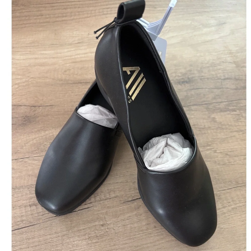 Aerosoles Trixie NWT Women Black Wedge Loafers Slip On Shoes Size 8W